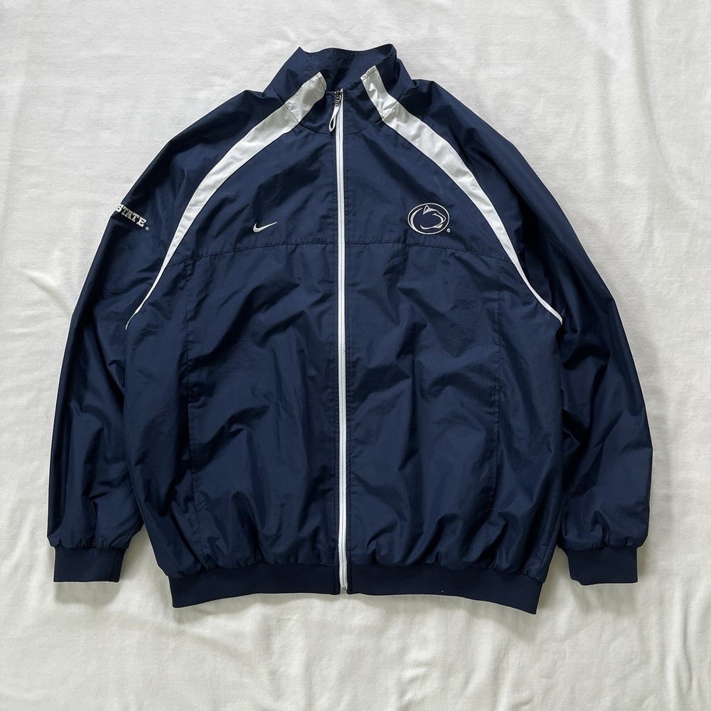 Men's Vintage 90's Nike Penn State Windbreaker Jacket Navy Size XL Full Zip